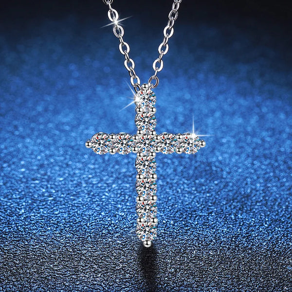 Silver Diamond Cross Pendant-ToShay.org