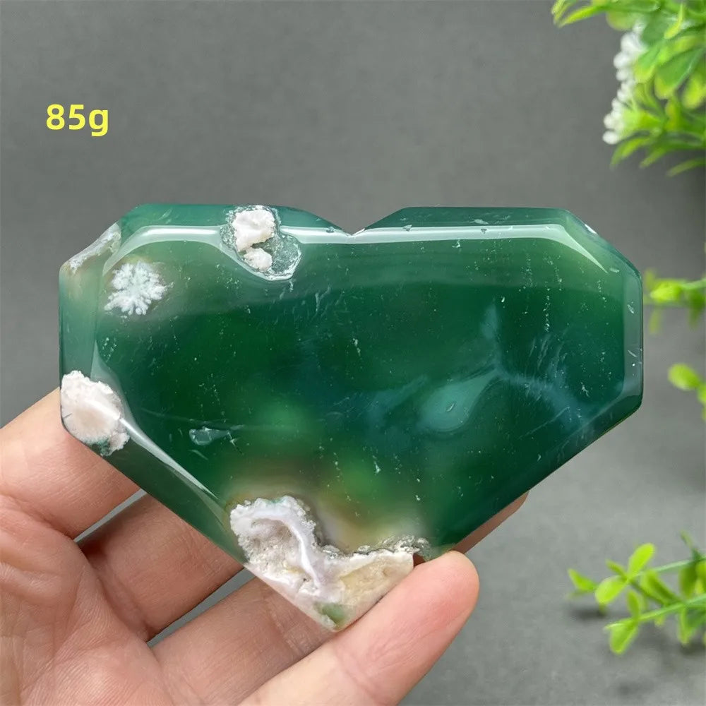 Green Cherry Blossom Agate Heart-ToShay.org