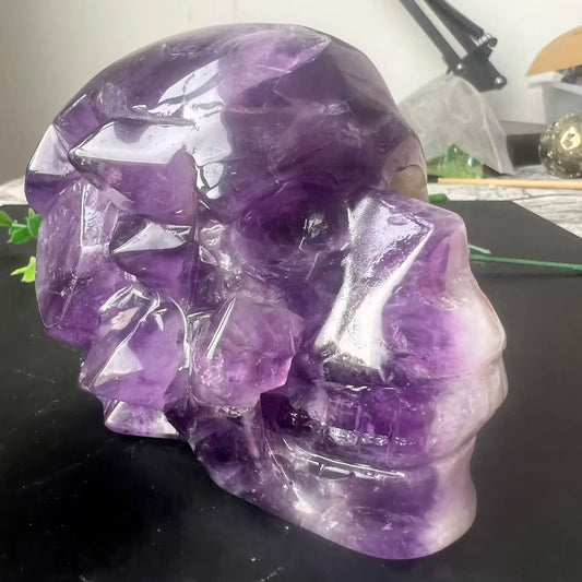 Purple Amethyst Cluster Skull-ToShay.org