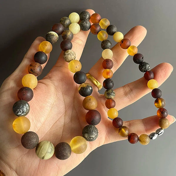 Yellow Amber Bead Necklace-ToShay.org