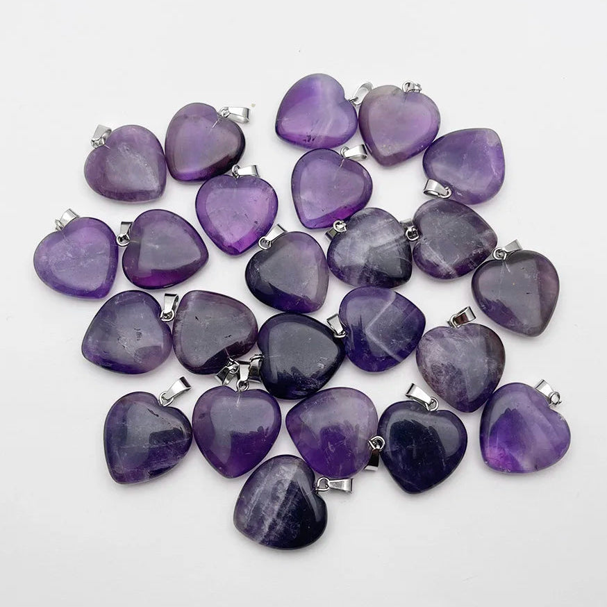 Purple Amethyst Heart Pendants-ToShay.org