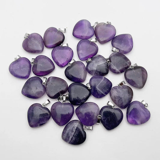 Purple Amethyst Heart Pendants-ToShay.org