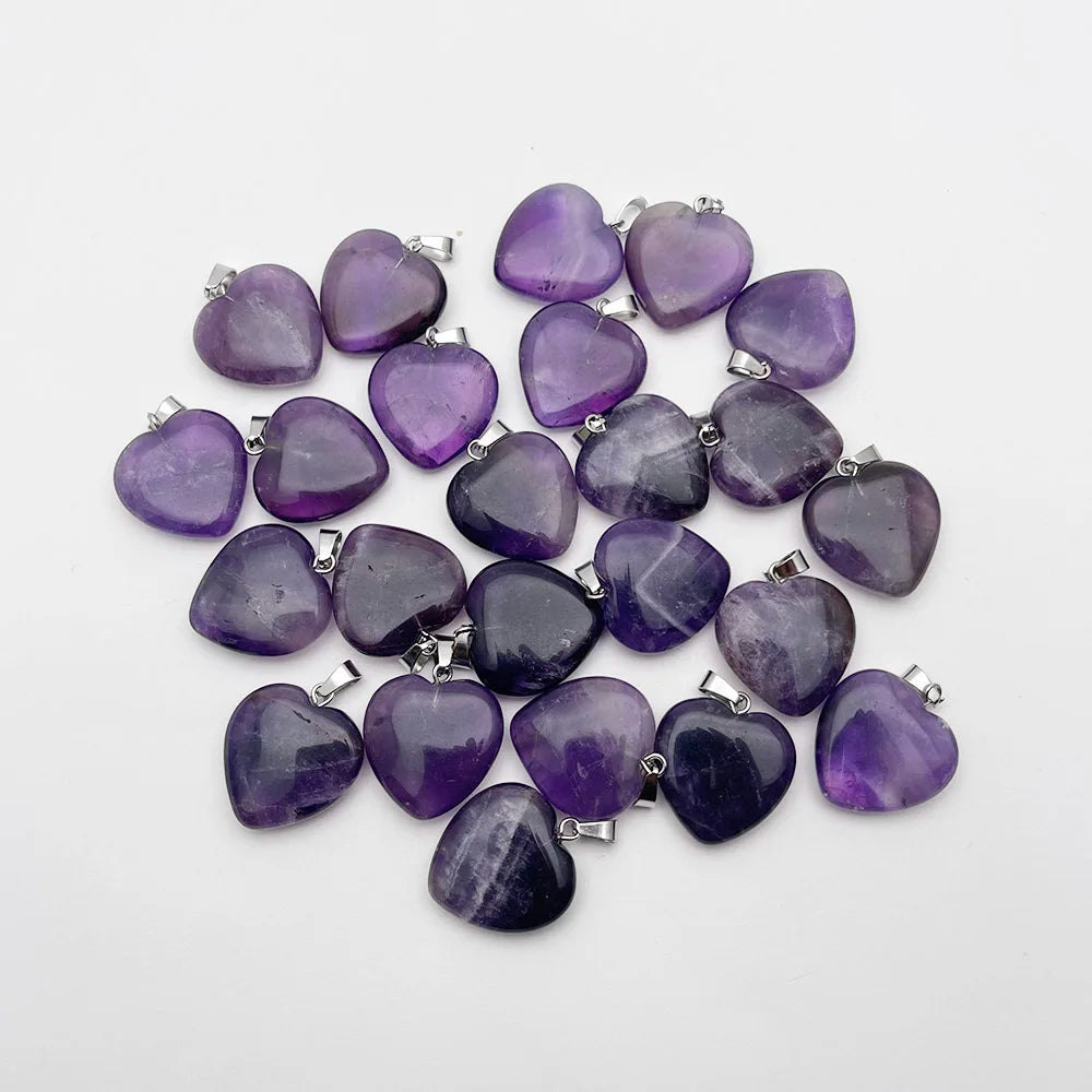 Purple Amethyst Heart Pendants-ToShay.org
