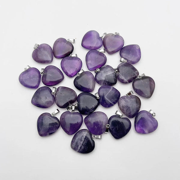 Purple Amethyst Heart Pendants-ToShay.org