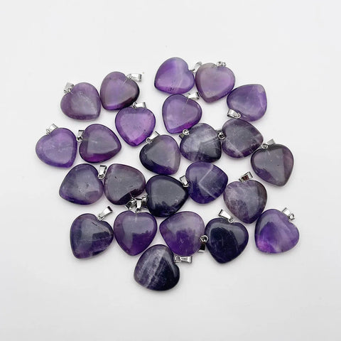 Purple Amethyst Heart Pendants-ToShay.org