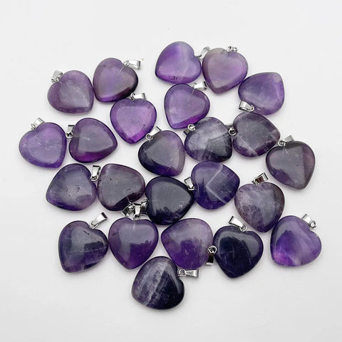 Purple Amethyst Heart Pendants-ToShay.org