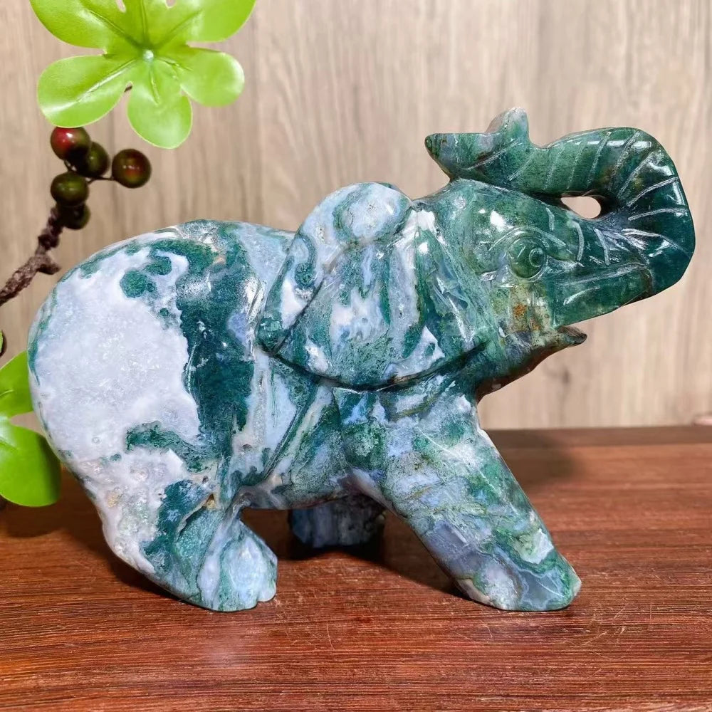 Green Moss Agate Elephant-ToShay.org