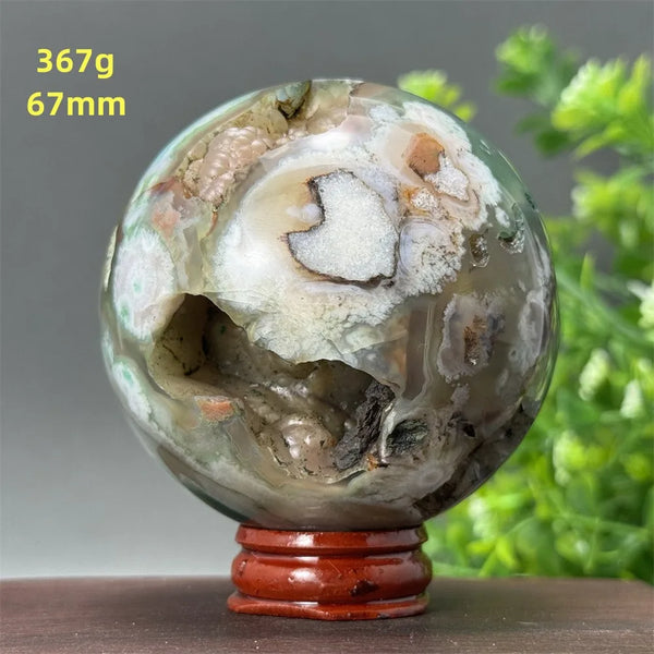 Green Cherry Blossom Agate Ball-ToShay.org