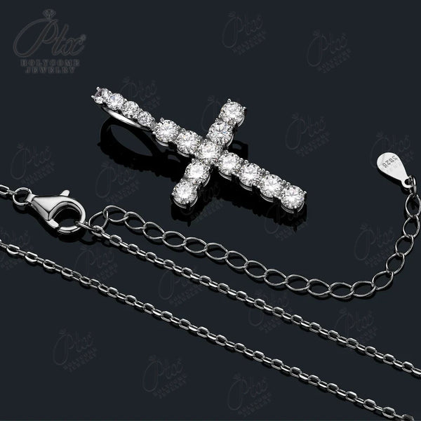 Silver Diamond Cross Pendant-ToShay.org