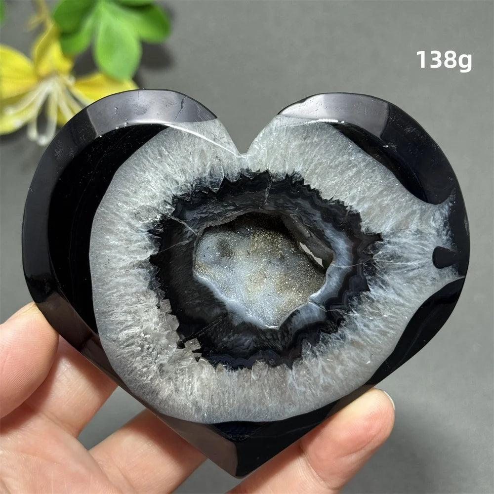 Black Agate Geode Heart-ToShay.org