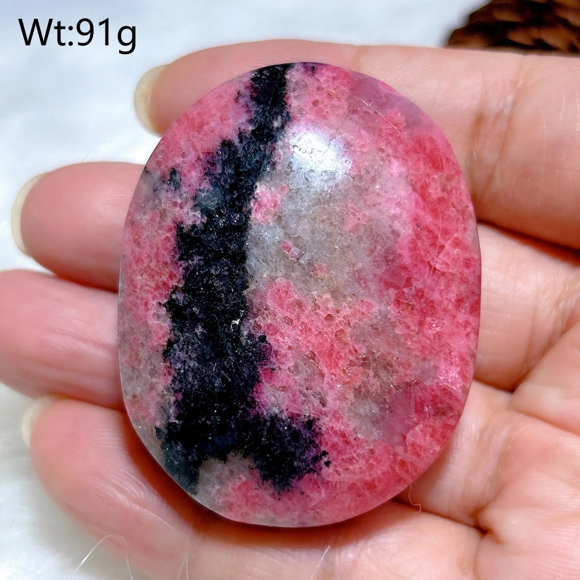 Pink Rhodonite Palm Stone-ToShay.org