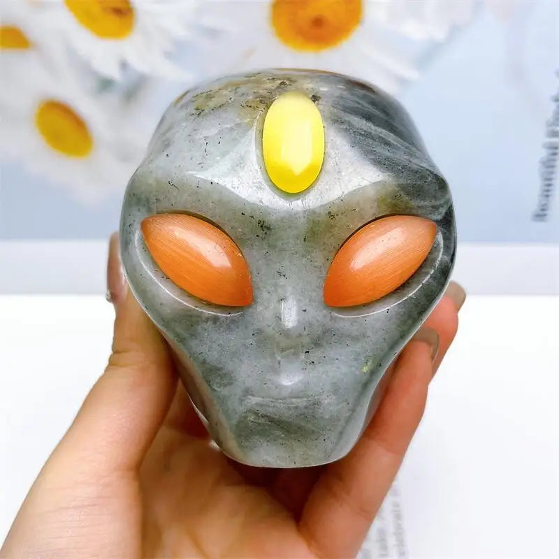 Grey Labradorite Alien Skull-ToShay.org