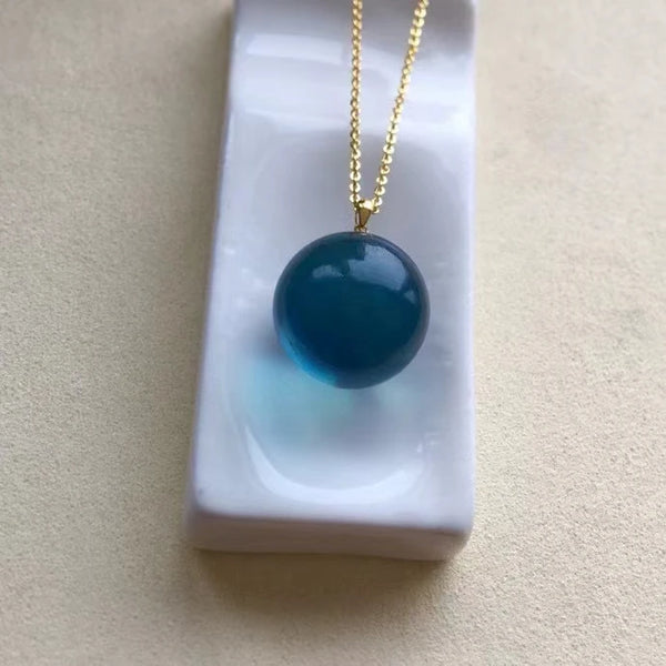 Blue Aquamarine Ball Pendant-ToShay.org