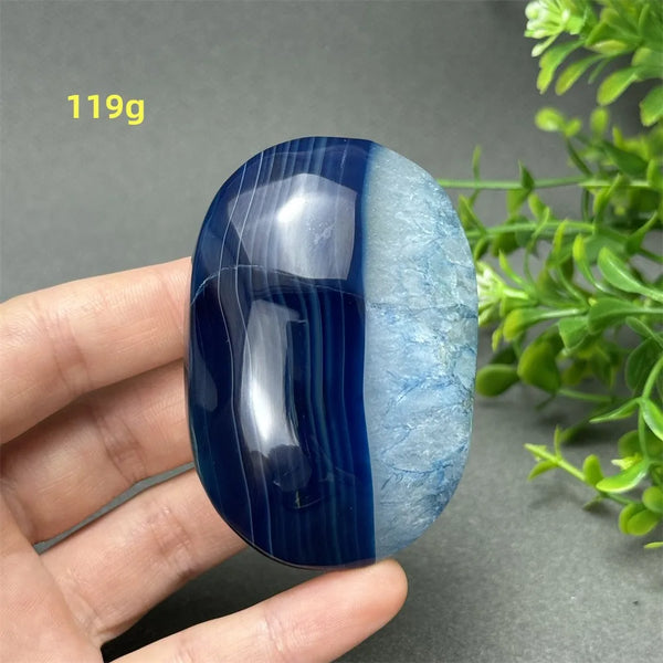 Blue Agate Palm Stone-ToShay.org