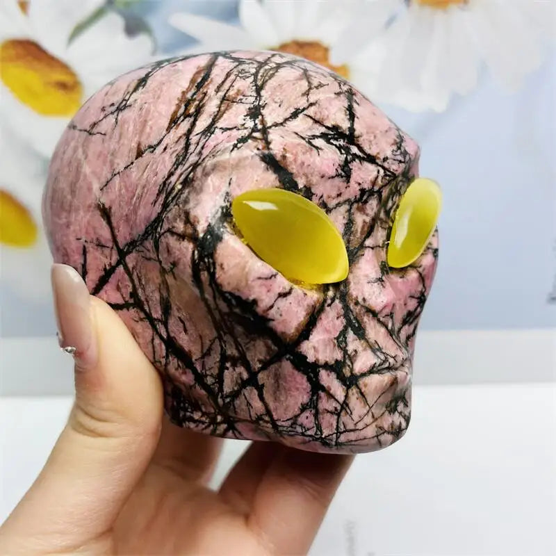 Pink Agate Alien Skull-ToShay.org
