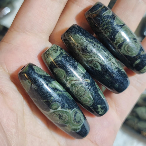 Green Ocean Agate Dzi Bead-ToShay.org