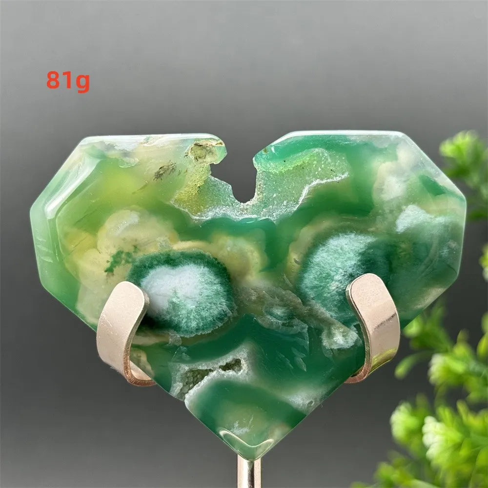 Green Cherry Blossom Agate Heart-ToShay.org