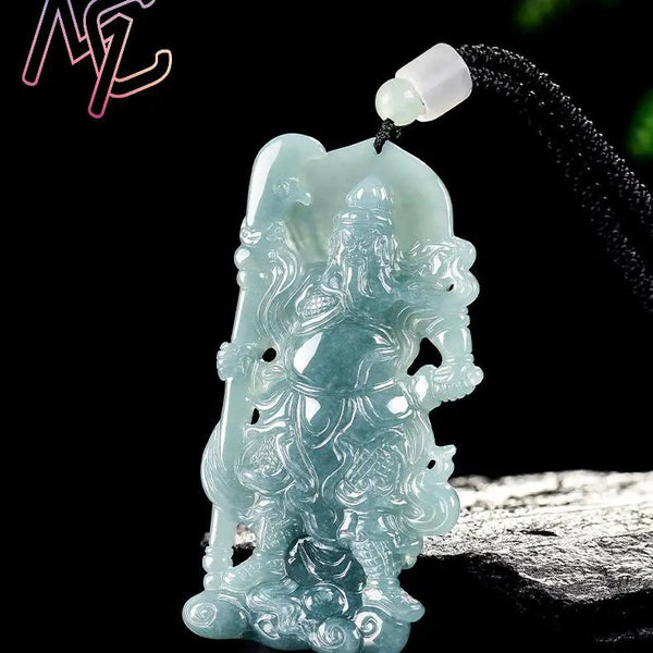 Blue Jadeite Guan Yu Pendant-ToShay.org