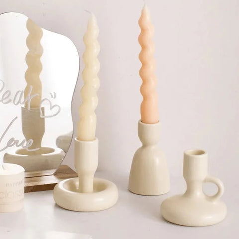 White Ceramic Candle Holders-ToShay.org
