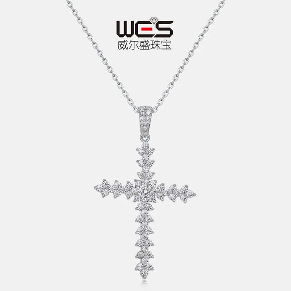 Silver Diamond Cross Pendant-ToShay.org
