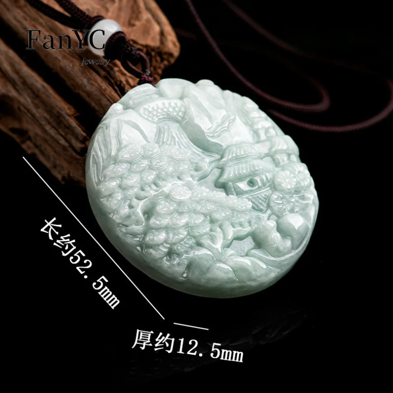 Blue Jadeite Landscape Pendant-ToShay.org