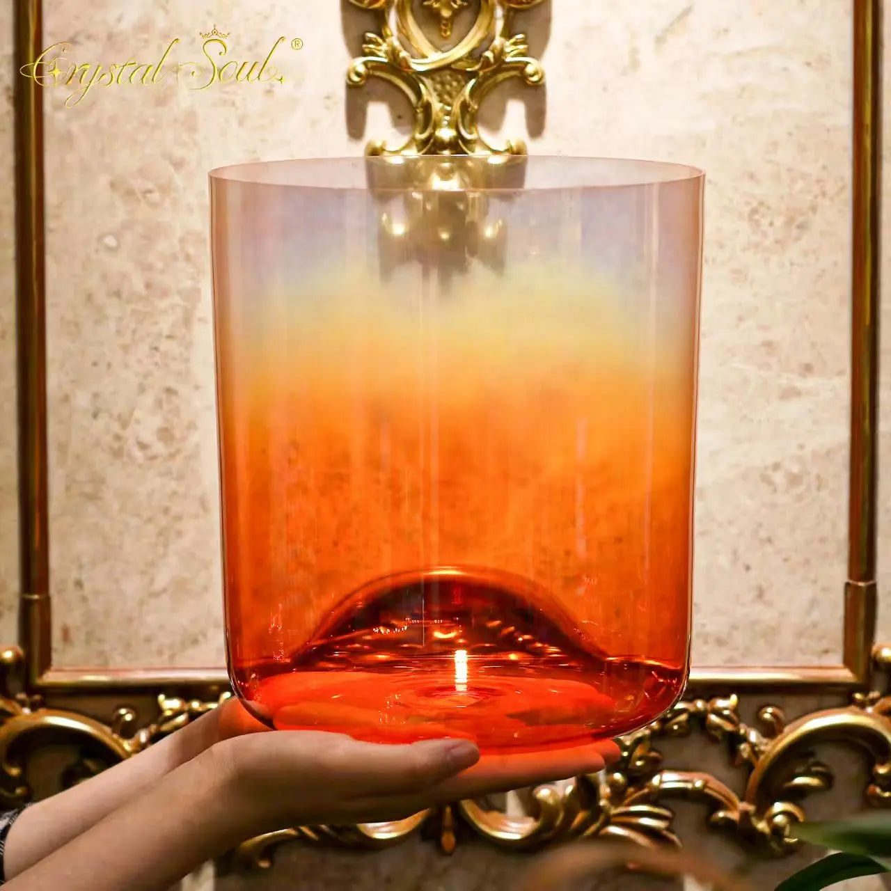 Orange Crystal Singing Bowl-ToShay.org