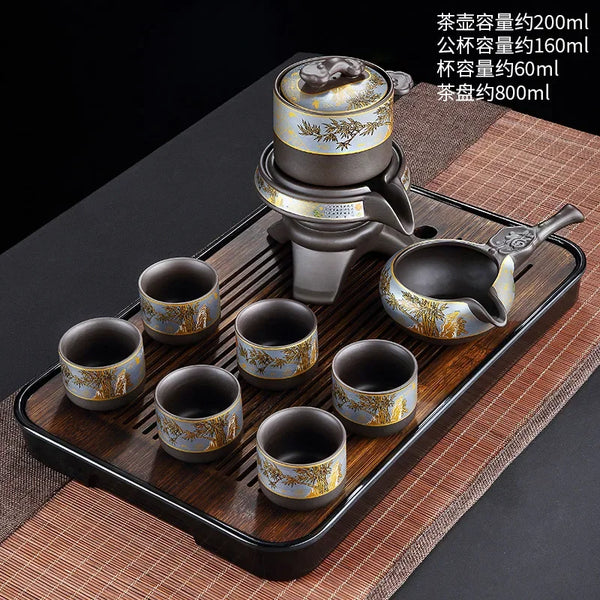 Black Ceramic Rotation Tea Sets-ToShay.org