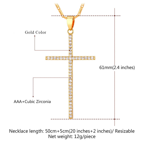 Gold Crystal Cross Necklace-ToShay.org