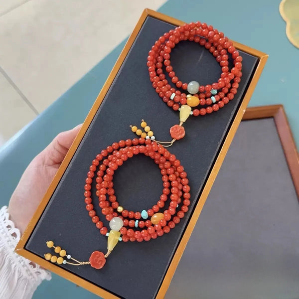 Red Agate Bead Bracelet-ToShay.org