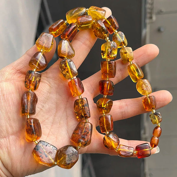 Yellow Amber Bead Necklace-ToShay.org