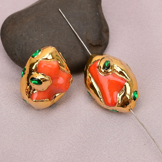 Orange Coral Paved Beads-ToShay.org