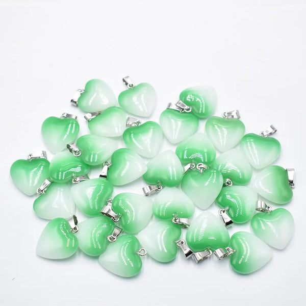 Mixed Glass Crystal Heart Pendants-ToShay.org