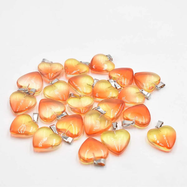 Mixed Glass Crystal Heart Pendants-ToShay.org