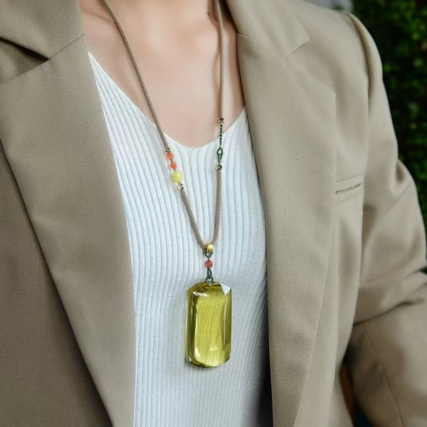 Yellow Citrine Quartz Pendant-ToShay.org