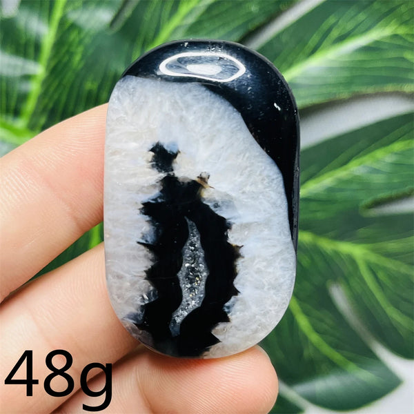 Black White Agate Palm Stone-ToShay.org