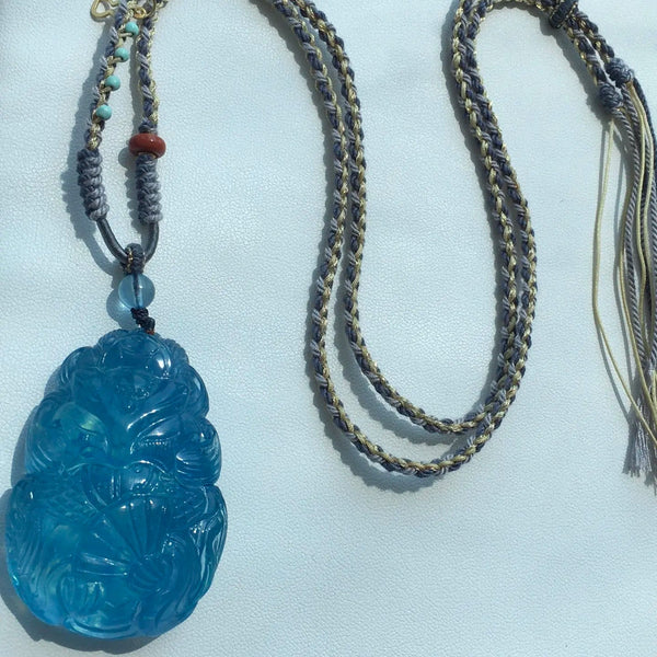 Blue Aquamarine Fox Pendant-ToShay.org