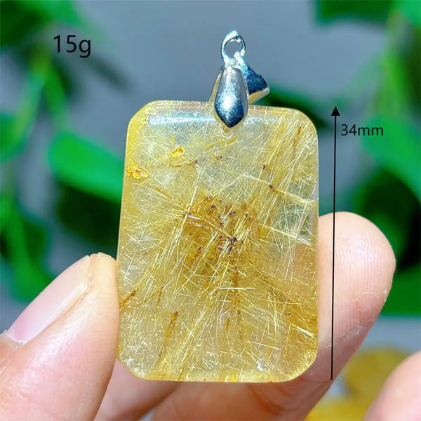 Gold Rutilated Quartz Pendant-ToShay.org