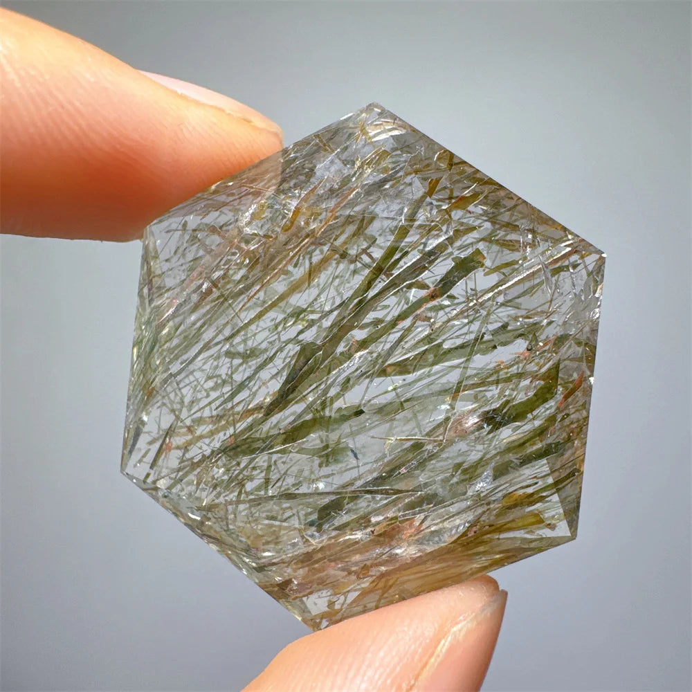 Green Tourmaline Rutile Hexagon-ToShay.org