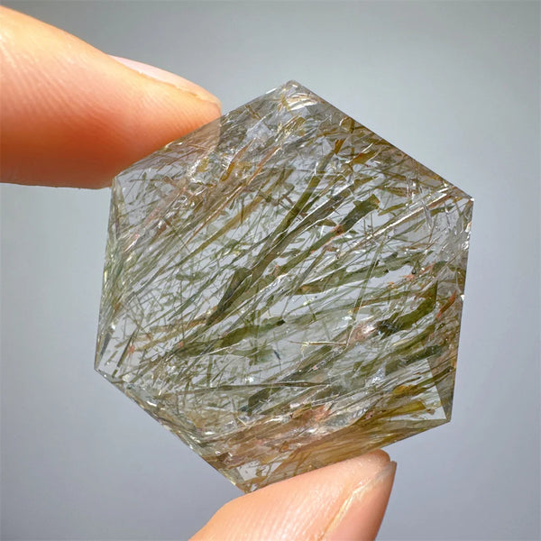 Green Tourmaline Rutile Hexagon-ToShay.org