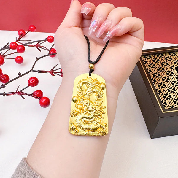 Gold Panlong Fu Pendant-ToShay.org