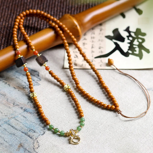 Brown Olive Pit Bead Necklace-ToShay.org