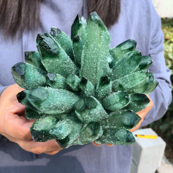Green Phantom Crystal Cluster-ToShay.org