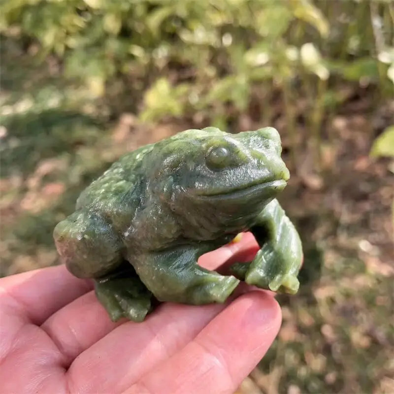 Natural Ophiolite Frog Carving Polished Animal Powerful Statue For Home Decoration Holiday Gift 1pcs-ToShay.org