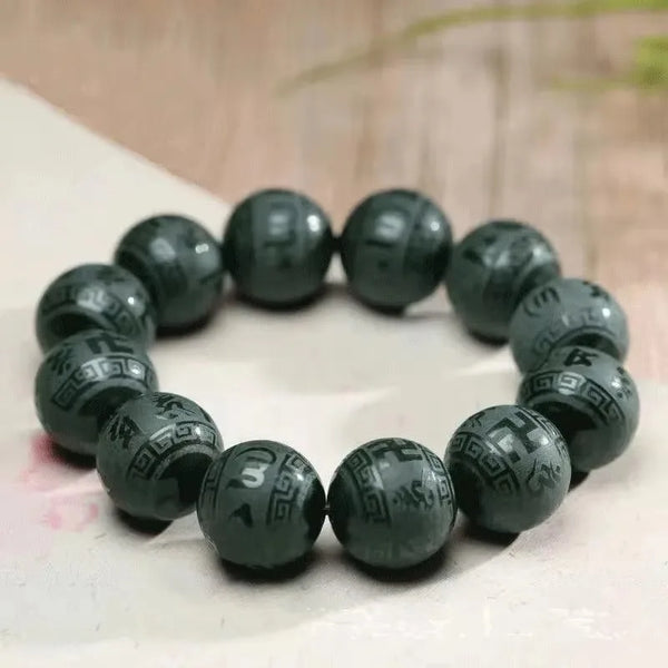 Green Jade Six Word Bracelet-ToShay.org