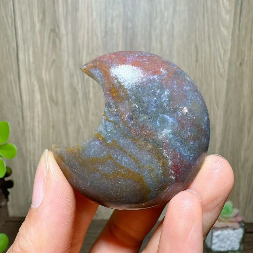 Green Moss Agate Moon-ToShay.org