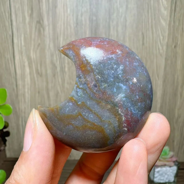 Green Moss Agate Moon-ToShay.org