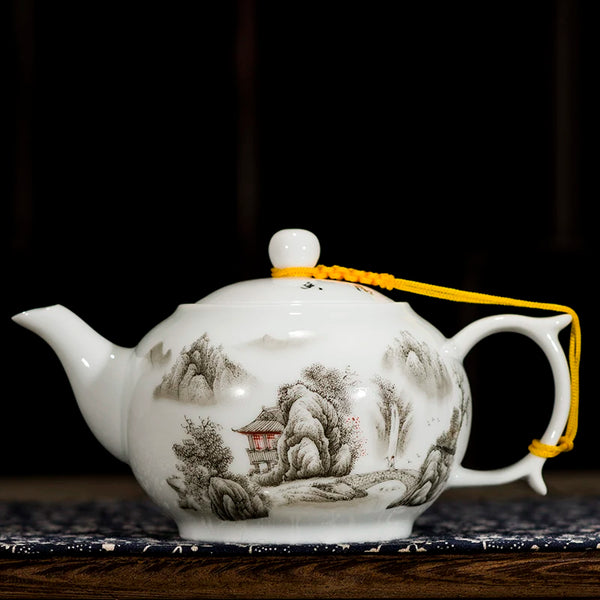 White Painted Porcelain Teapots-ToShay.org