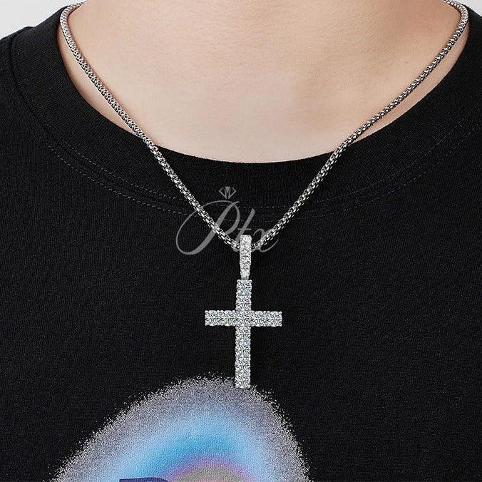 Silver Diamond Cross Pendant-ToShay.org