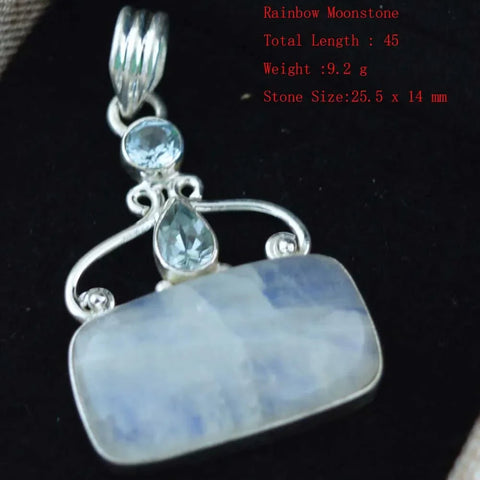 Blue Rainbow Moonstone Pendant-ToShay.org