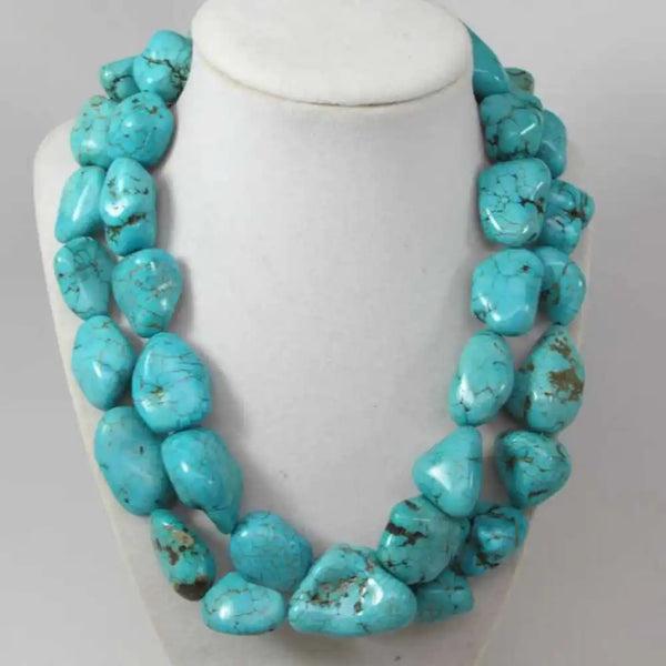 Blue Turquoise Bead Necklace-ToShay.org